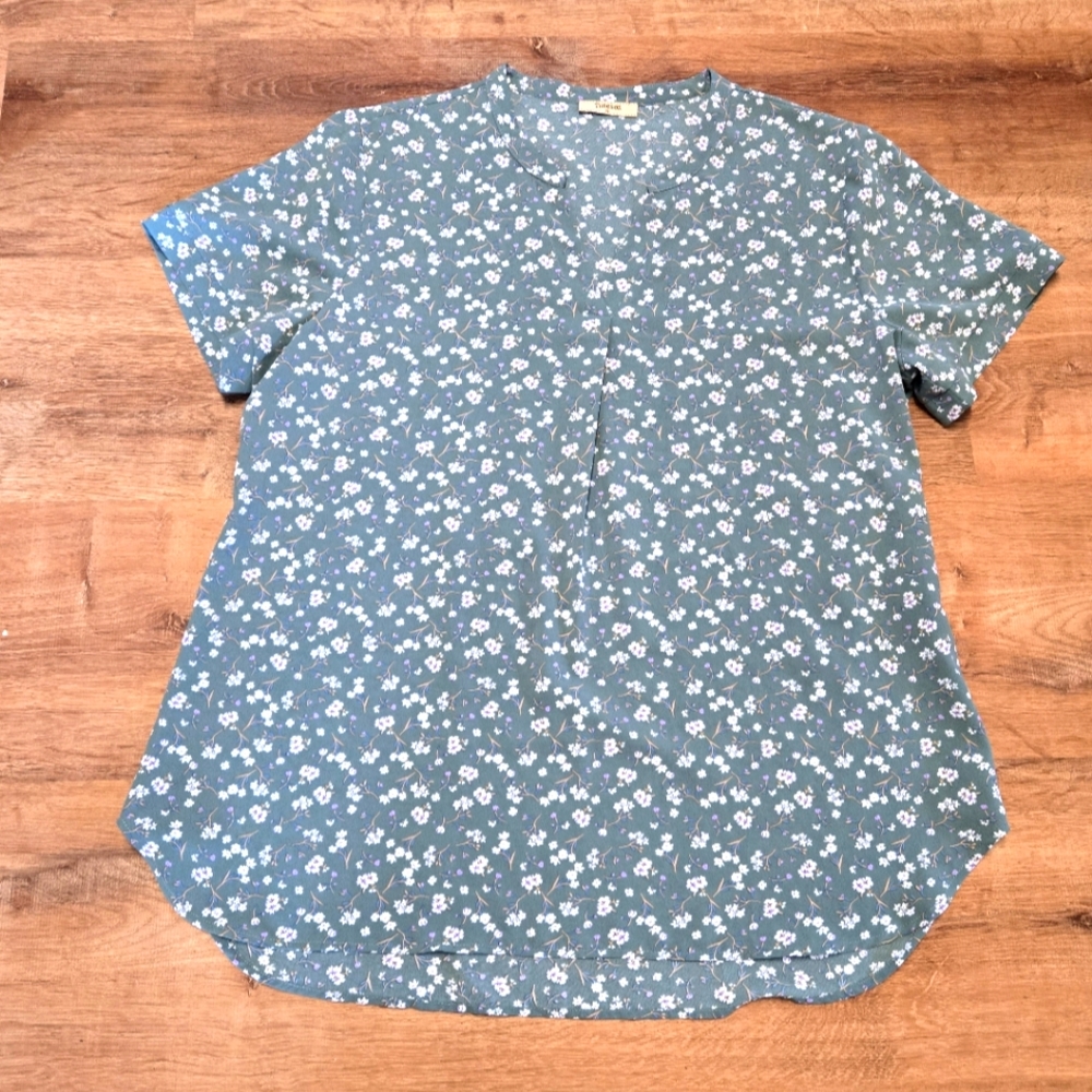 Green Floral Timeson Extra Large Short Sleeve Blouse